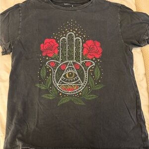 Lucky Brand Gray Tee with Red and Green Design
